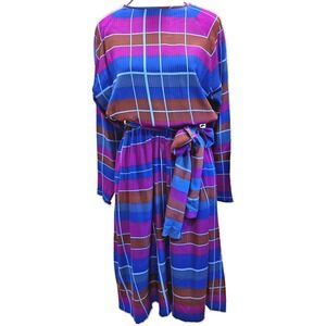80s VTG UMI Collections Anne Crimmins Dress Women's 100% Silk Long Sleeve Sz 10